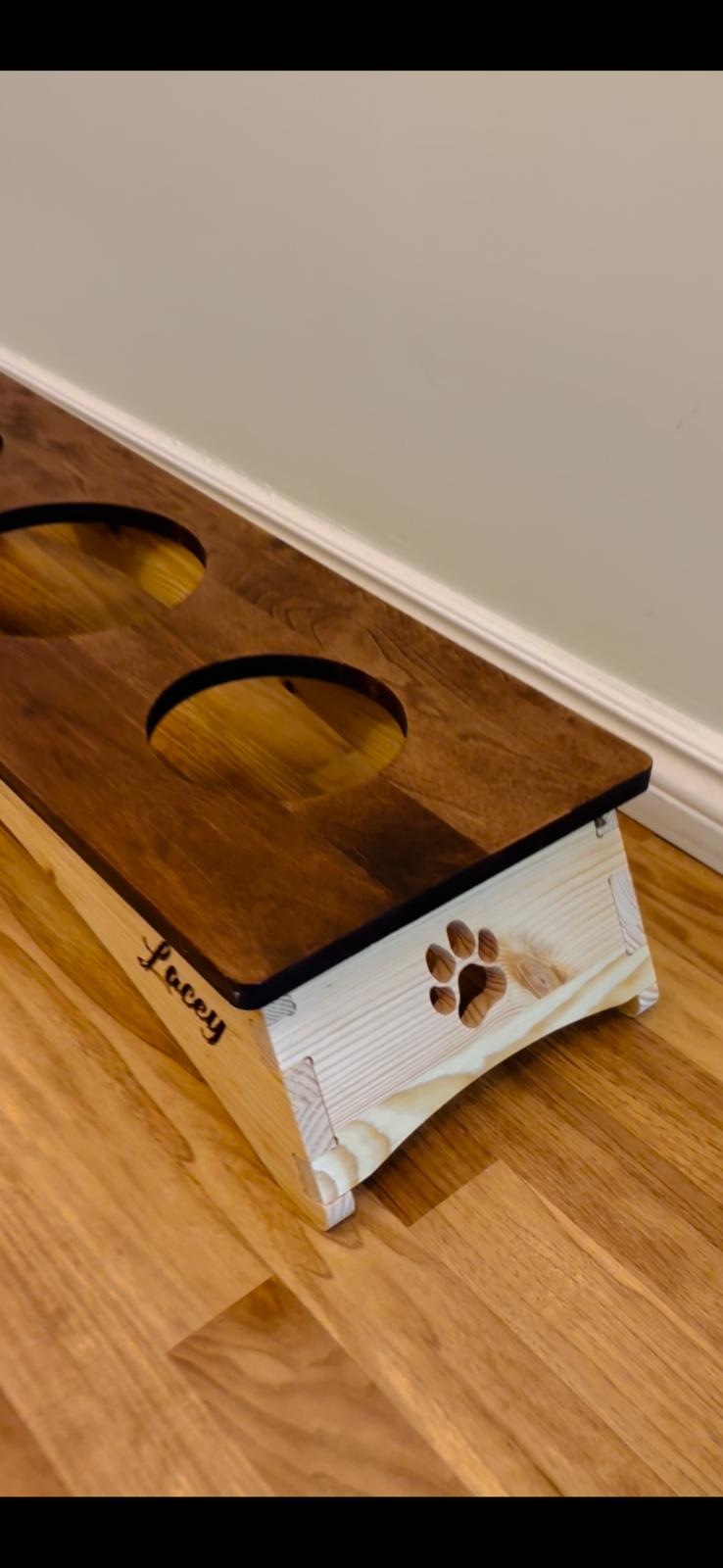 Custom made Dog food station 3 bowls - Design 1