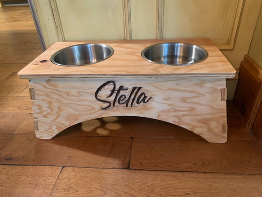 Custom made Dog food station 2 bowls - Design 1