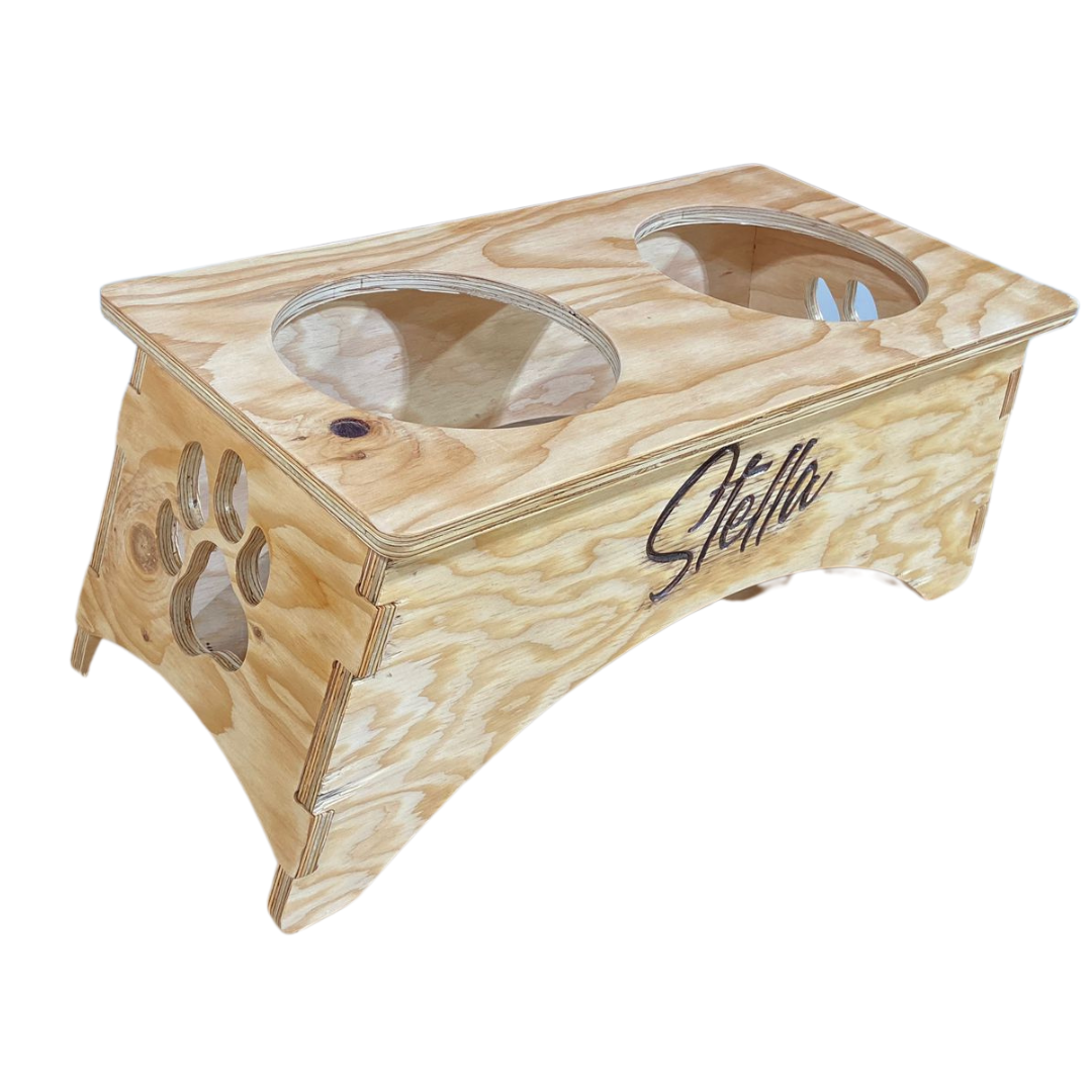 Custom made Dog food station 2 bowls - Design 1