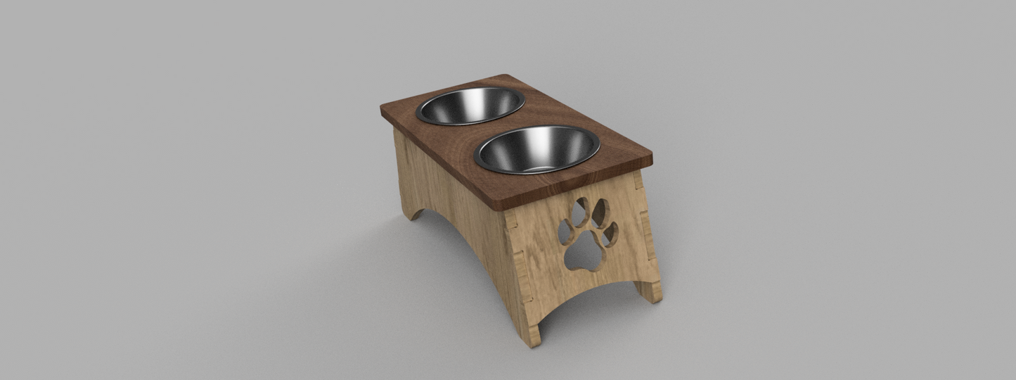 Custom made Dog food station 2 bowls - Design 1