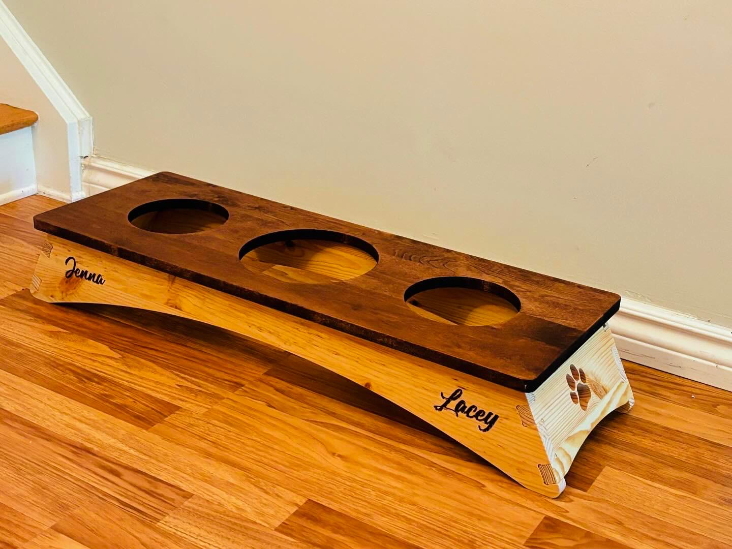 Custom made Dog food station 3 bowls - Design 1