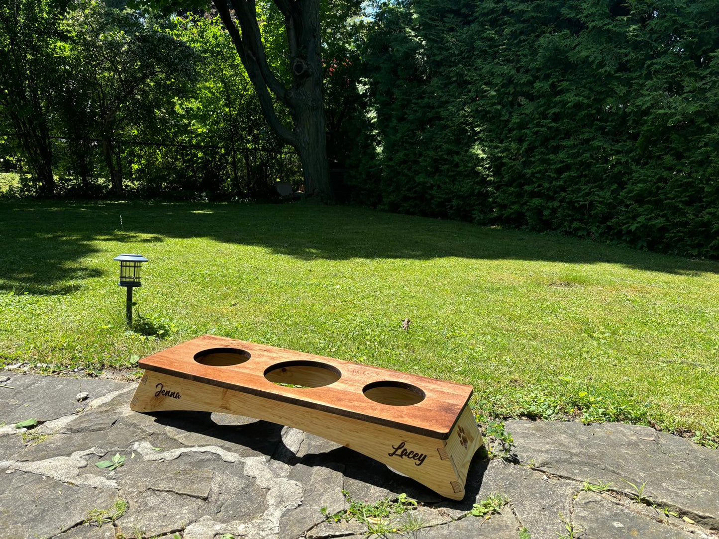 Custom made Dog food station 3 bowls - Design 1